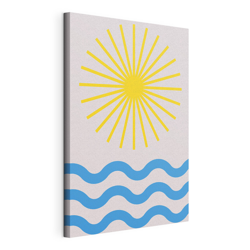 A sun and waves with blue lines A sun and waves with blue lines