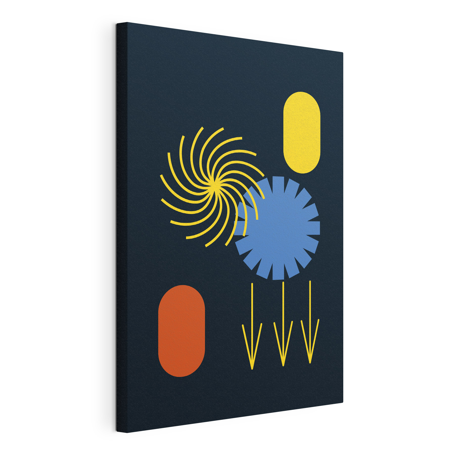 A blue and yellow circular shapes A blue and yellow circular shapes
