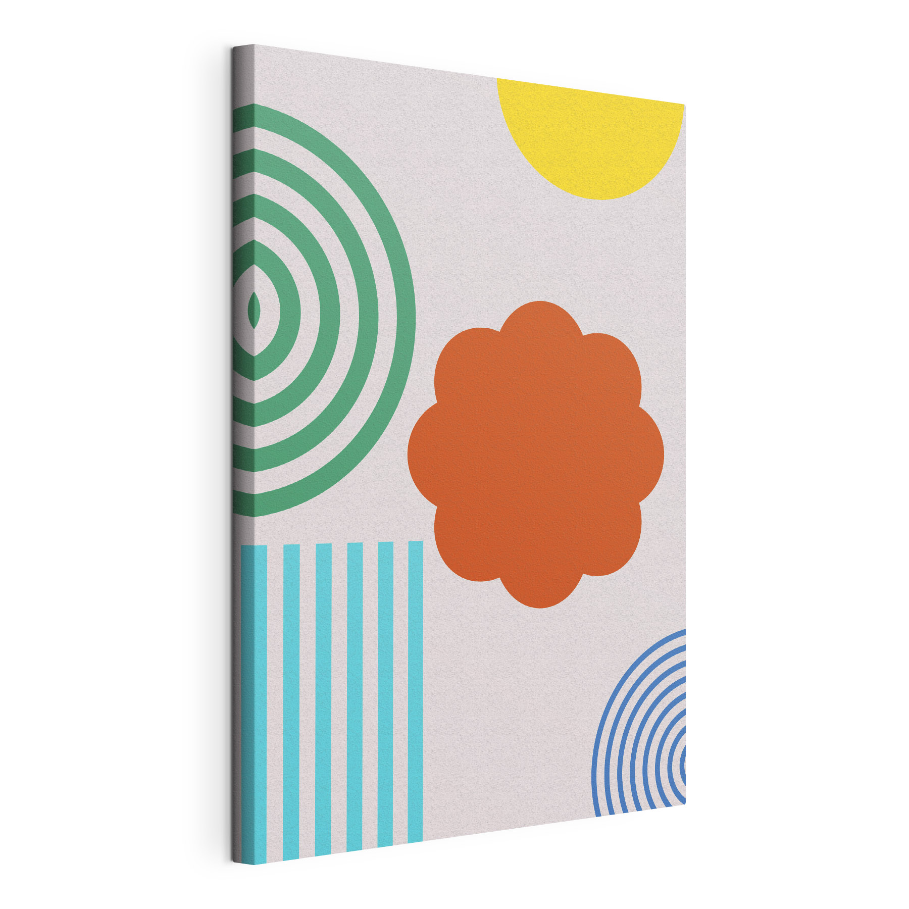 A colorful pattern with a flower and stripes A colorful pattern with a flower and stripes