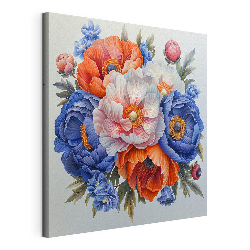 A painting of flowers on a white background