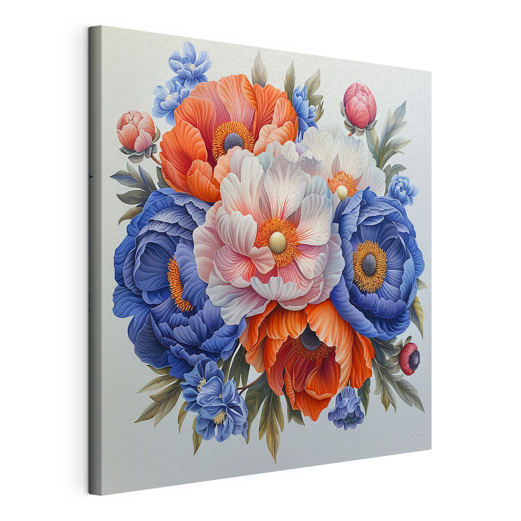 A painting of flowers on a white background