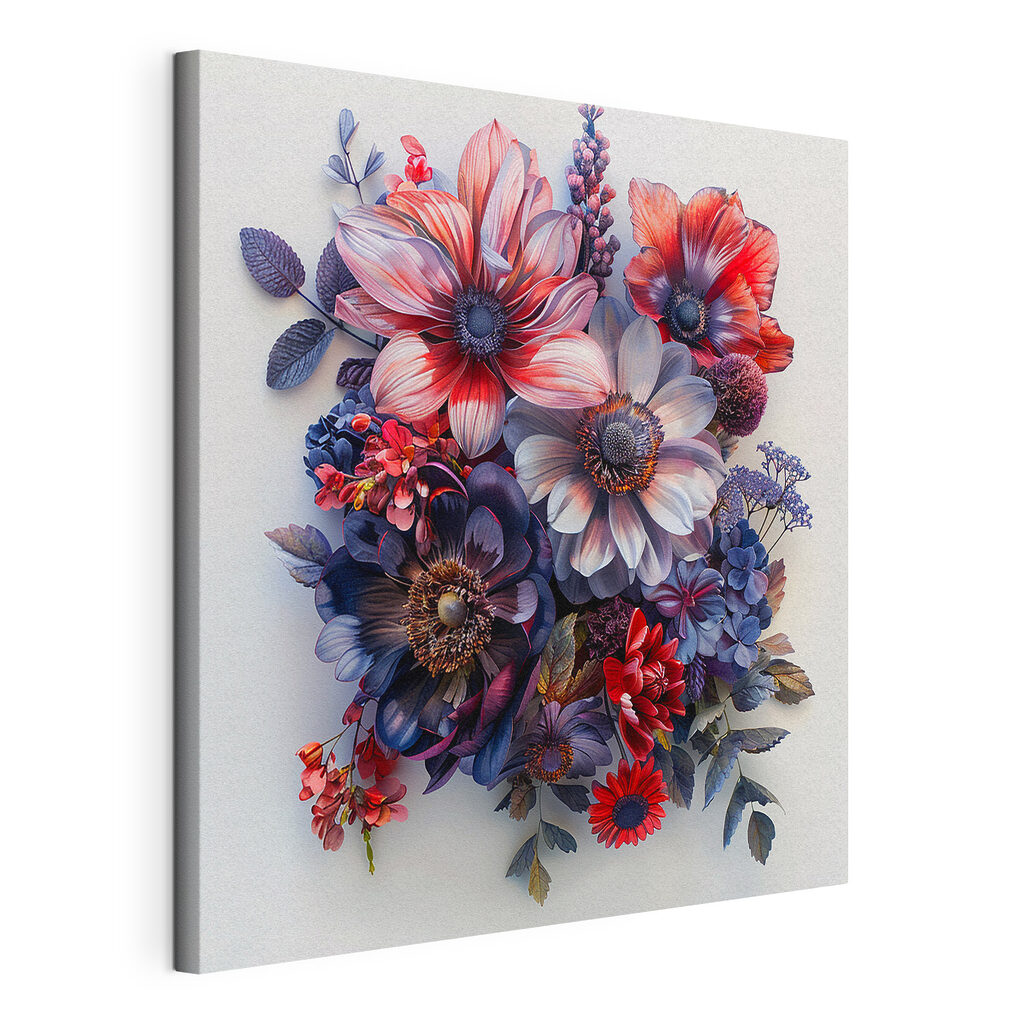 A group of flowers on a white surface A group of flowers on a white surface