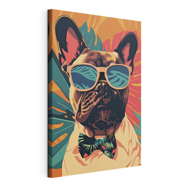 Cuadros Un perro con gafas de sol y pajarita