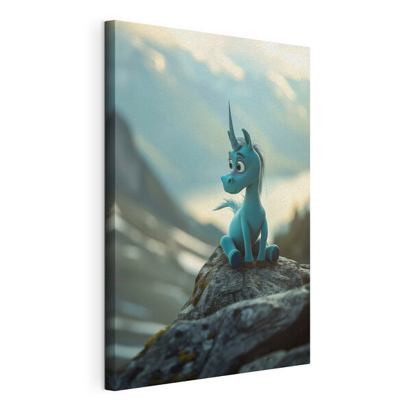 Cuadros Una ilustración de un unicornio azul sentado sobre una roca (SKU: s38274) Cuadros Cuadros Una ilustración de un unicornio azul sentado sobre una roca (SKU: s38274)