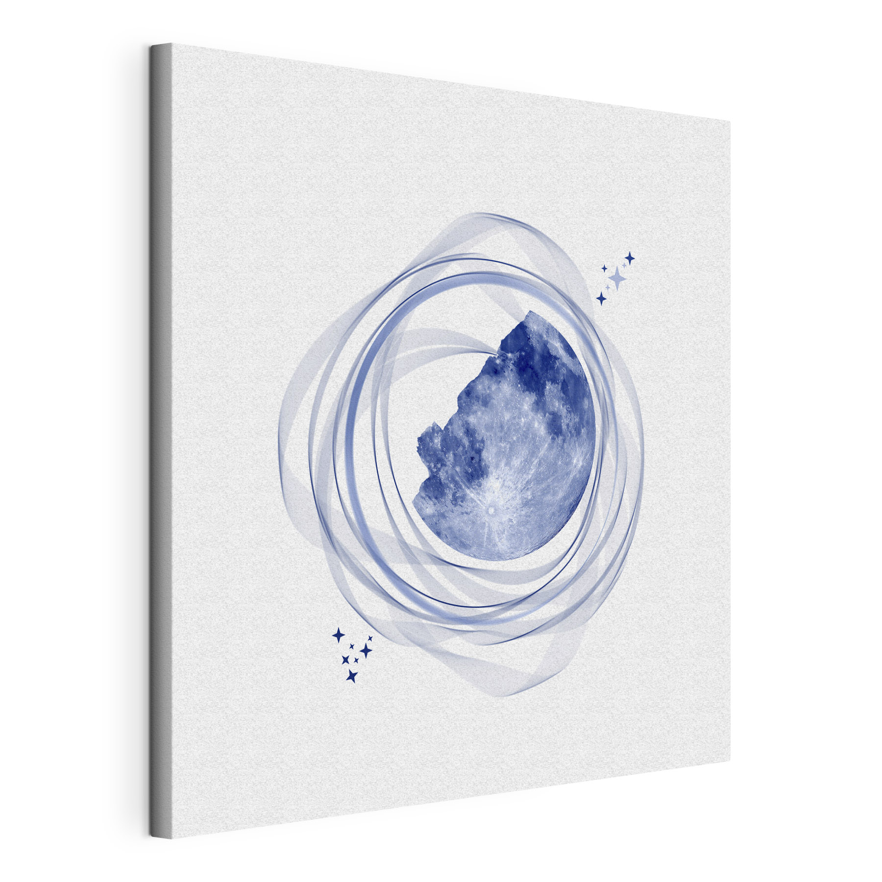 A blue planet with white circles around it A blue planet with white circles around it