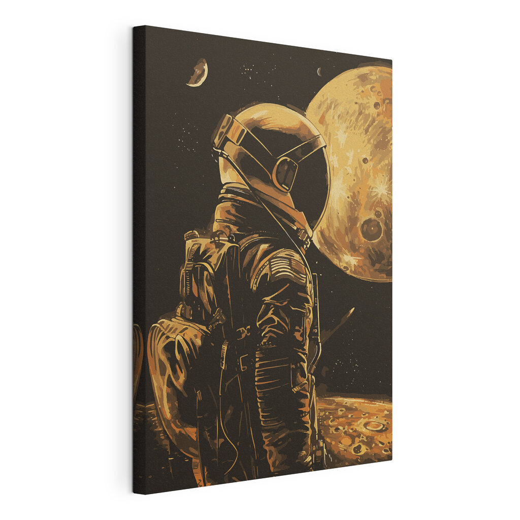 A person wearing a helmet and standing in space