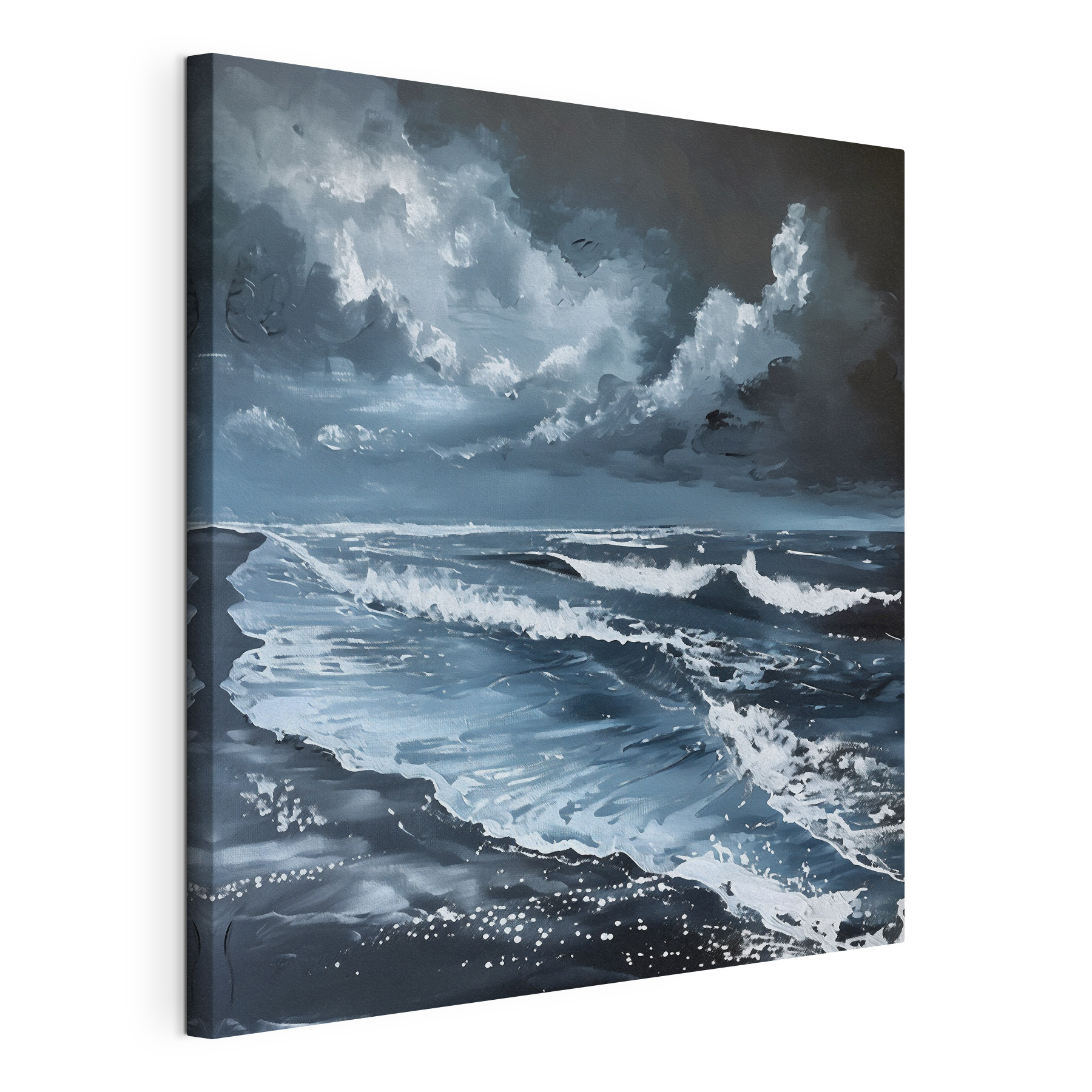 A painting of waves on a beach A painting of waves on a beach