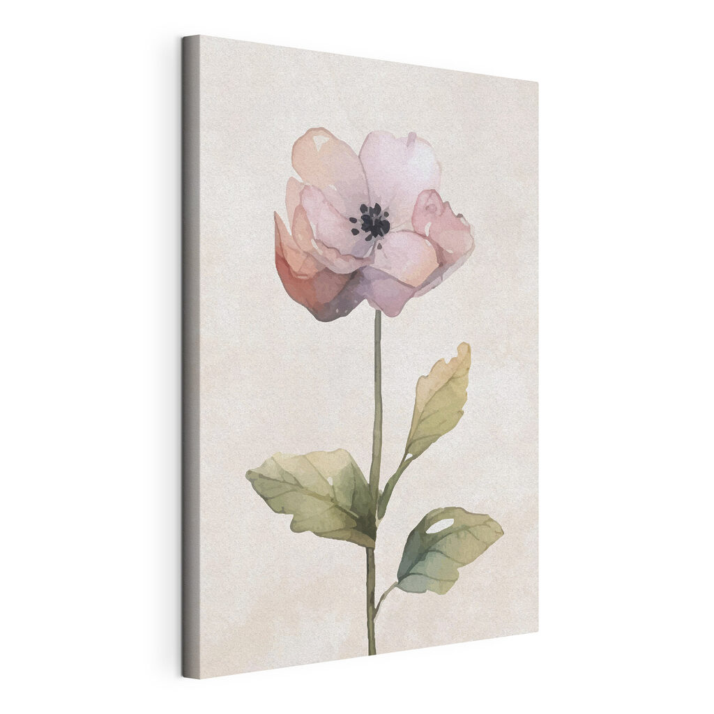 A pink flower with green leaves A pink flower with green leaves