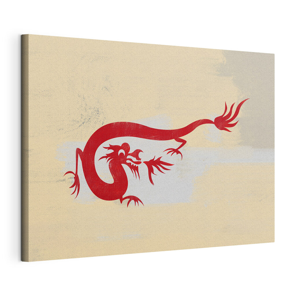A red dragon on a white surface A red dragon on a white surface