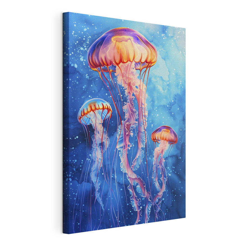 A group of jellyfish in water A group of jellyfish in water