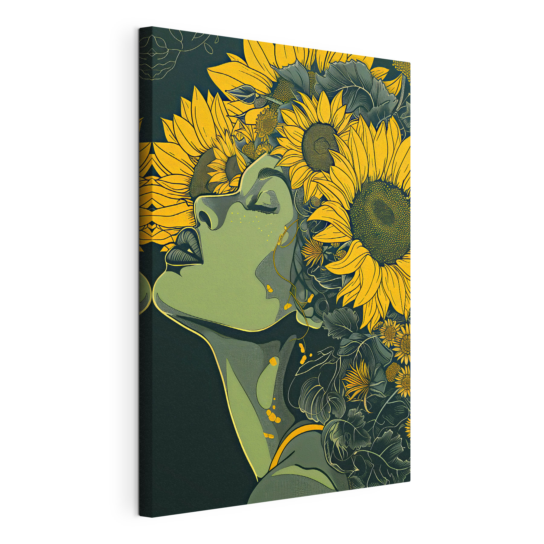 A woman with sunflowers in her hair A woman with sunflowers in her hair