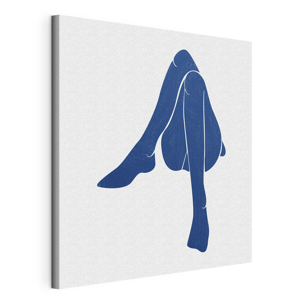 A blue drawing of a woman's legs A blue drawing of a woman's legs