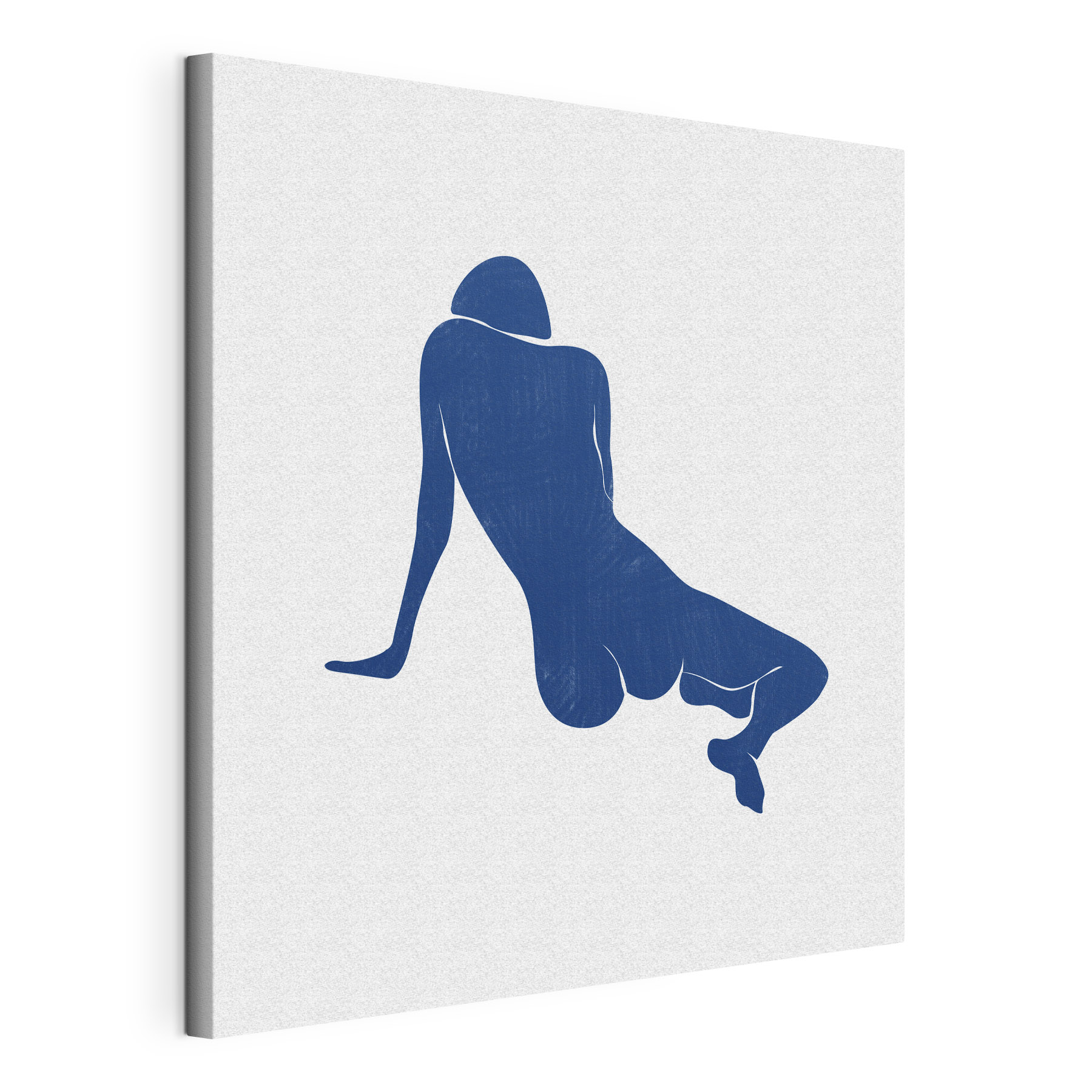 A blue drawing of a person lying down