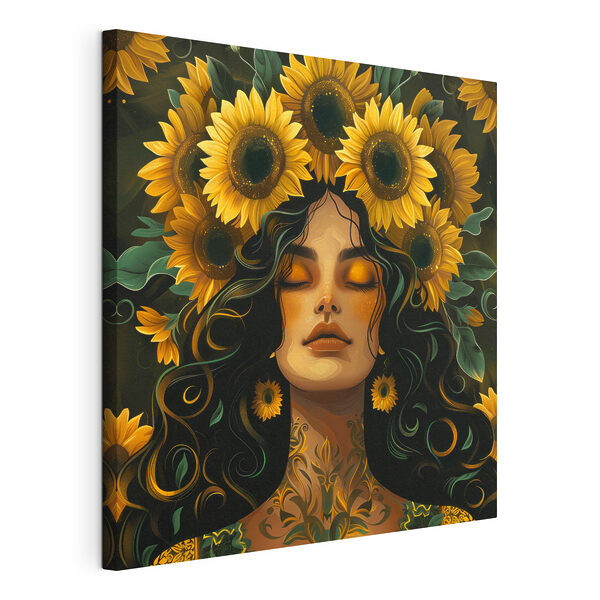 Cuadros Una mujer con girasoles en el pelo (SKU: s38412) Cuadros Cuadros Una mujer con girasoles en el pelo (SKU: s38412)