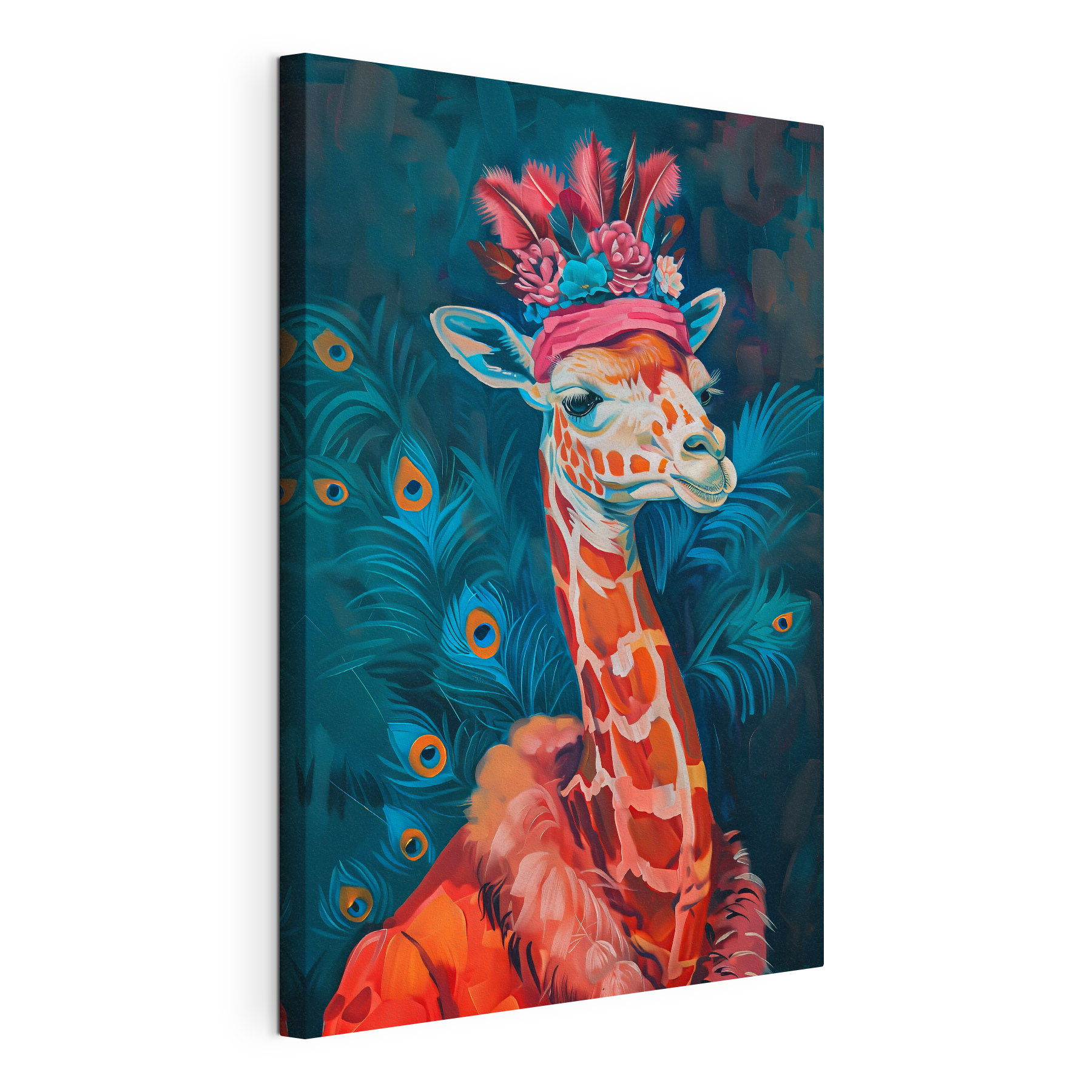 A giraffe wearing a hat A giraffe wearing a hat
