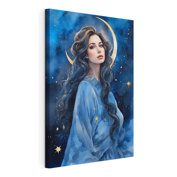 Cuadros Una mujer con el pelo largo y la luna en el cielo (SKU: s38427) Cuadros Cuadros Una mujer con el pelo largo y la luna en el cielo (SKU: s38427)