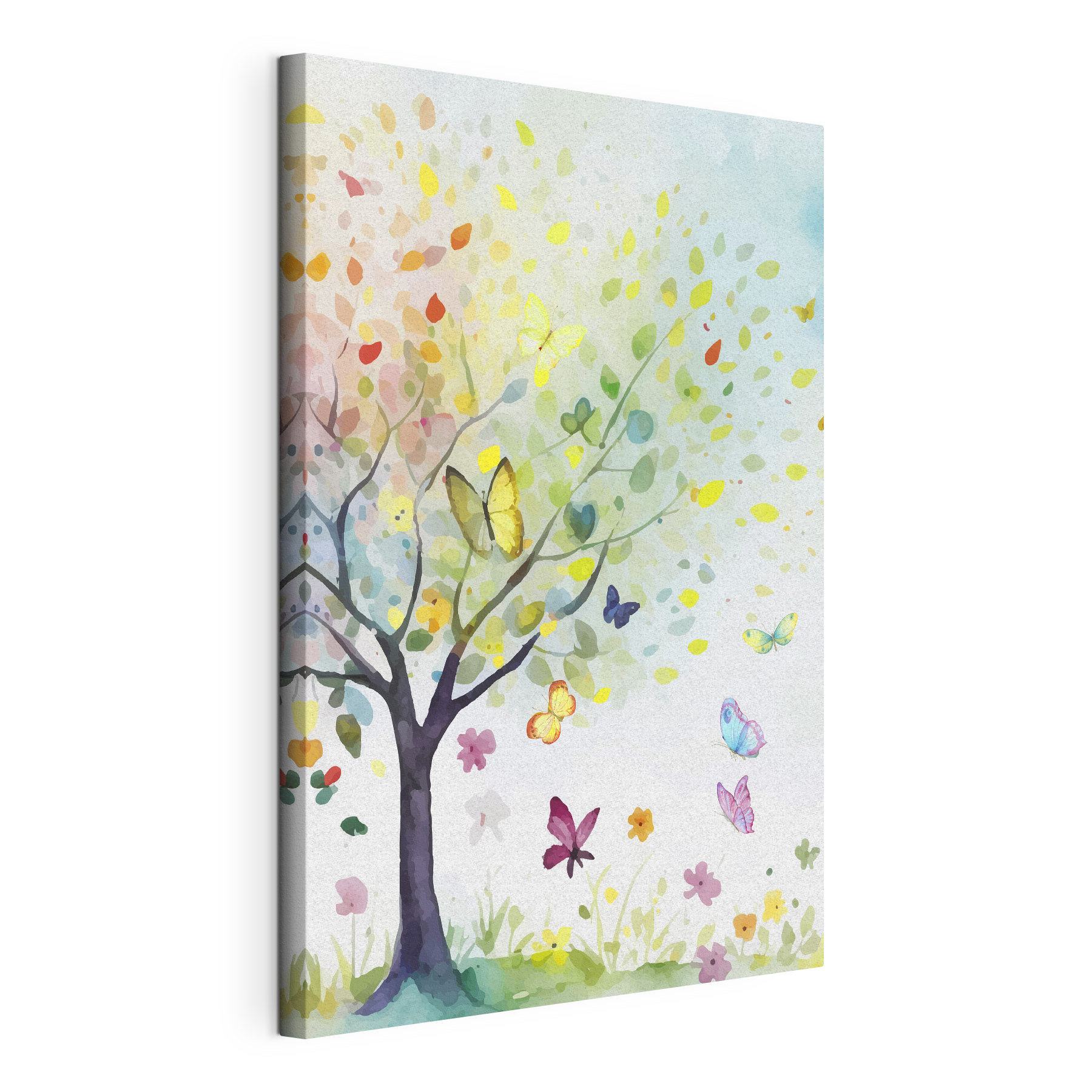 A tree with butterflies and leaves A tree with butterflies and leaves