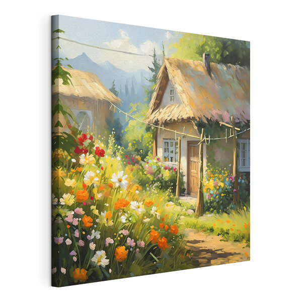 Cuadros Cuadros Un cuadro de una casa con flores (SKU: s38493)