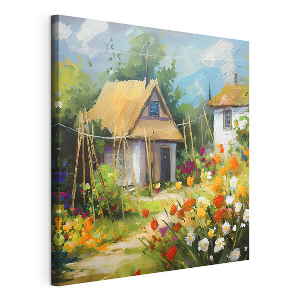 Cuadros Cuadros Un cuadro de una casa con flores (SKU: s38494)