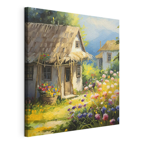 Cuadros Cuadros Un cuadro de una casa con flores (SKU: s38495)