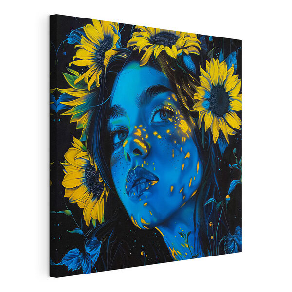 Cuadros Una mujer con girasoles en el pelo (SKU: s38504) Cuadros Cuadros Una mujer con girasoles en el pelo (SKU: s38504)