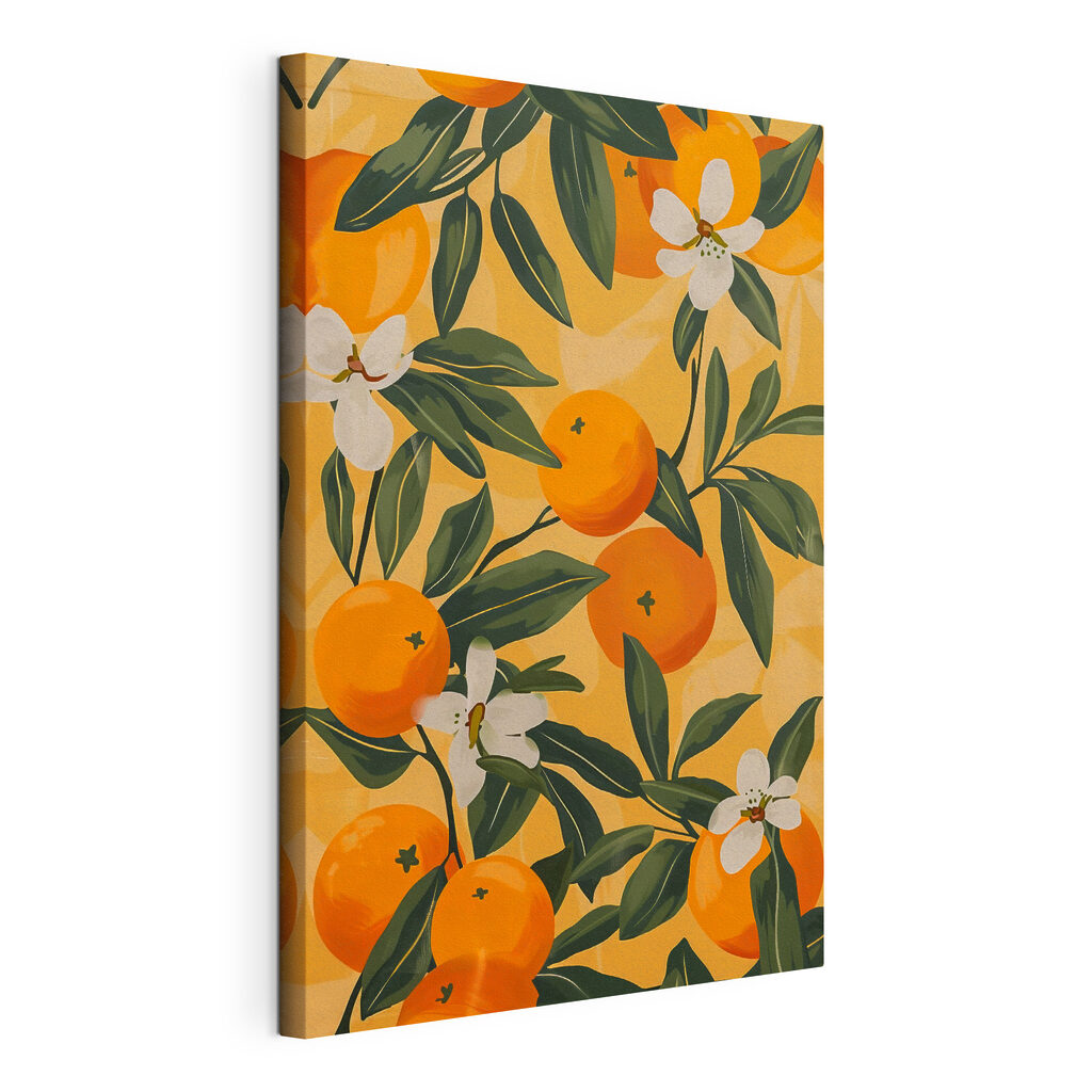 A pattern of oranges and white flowers A pattern of oranges and white flowers