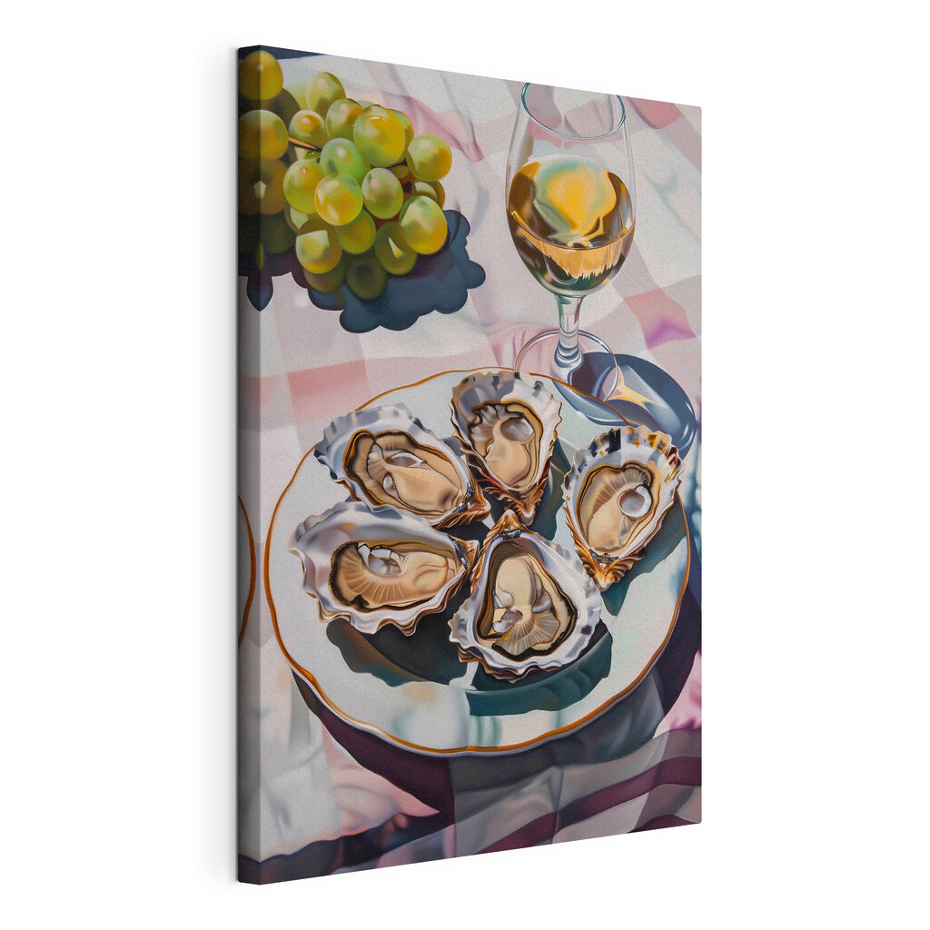 A plate of oysters and a glass of wine A plate of oysters and a glass of wine