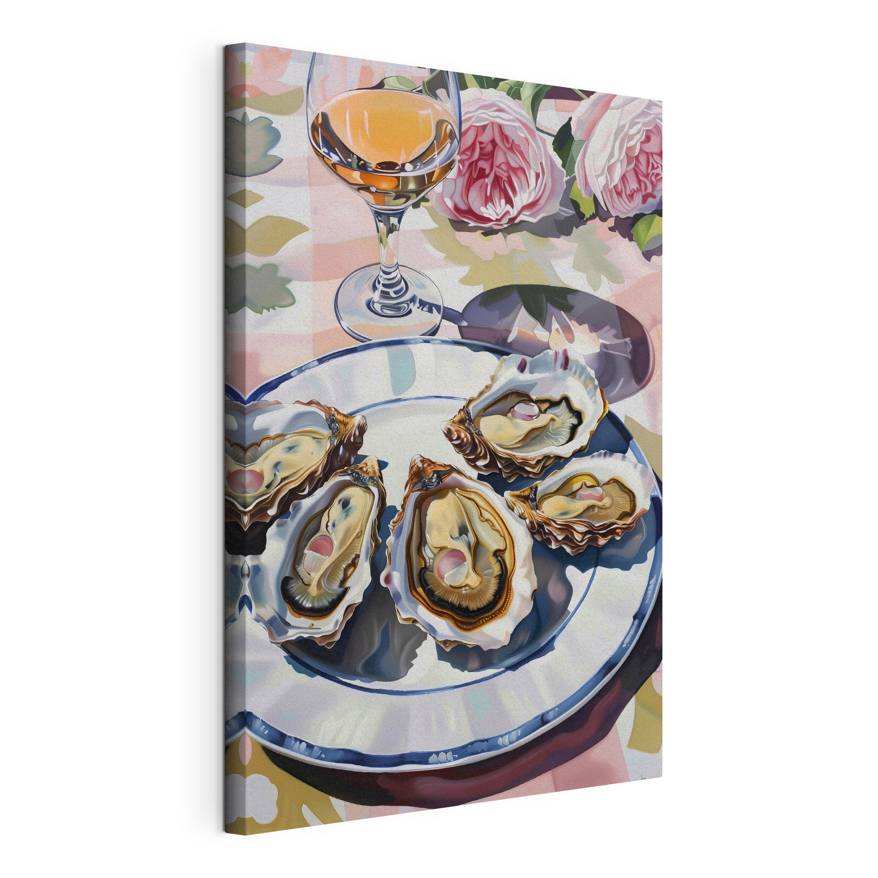 A plate of oysters on a table A plate of oysters on a table