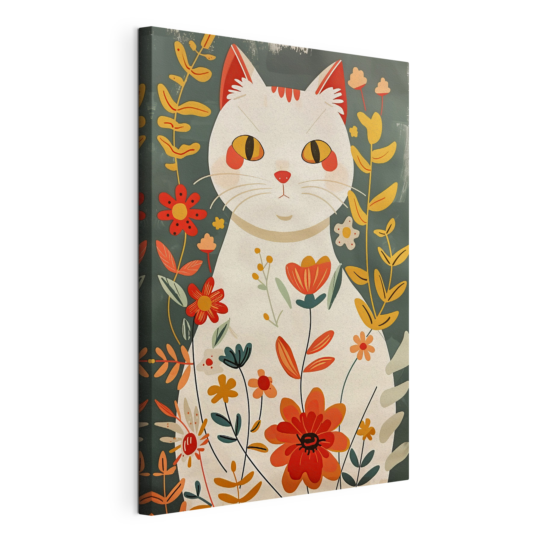 A cat with flowers on it A cat with flowers on it