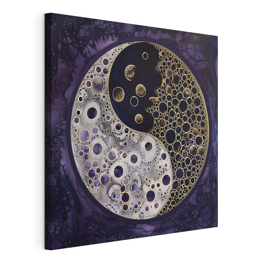 A yin yang symbol on a purple background A yin yang symbol on a purple background