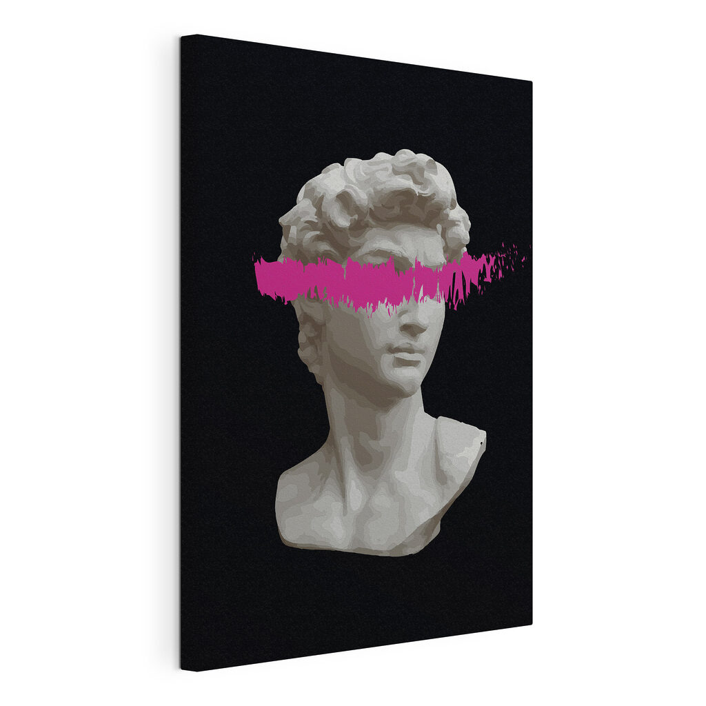 A statue of a man with a pink line A statue of a man with a pink line
