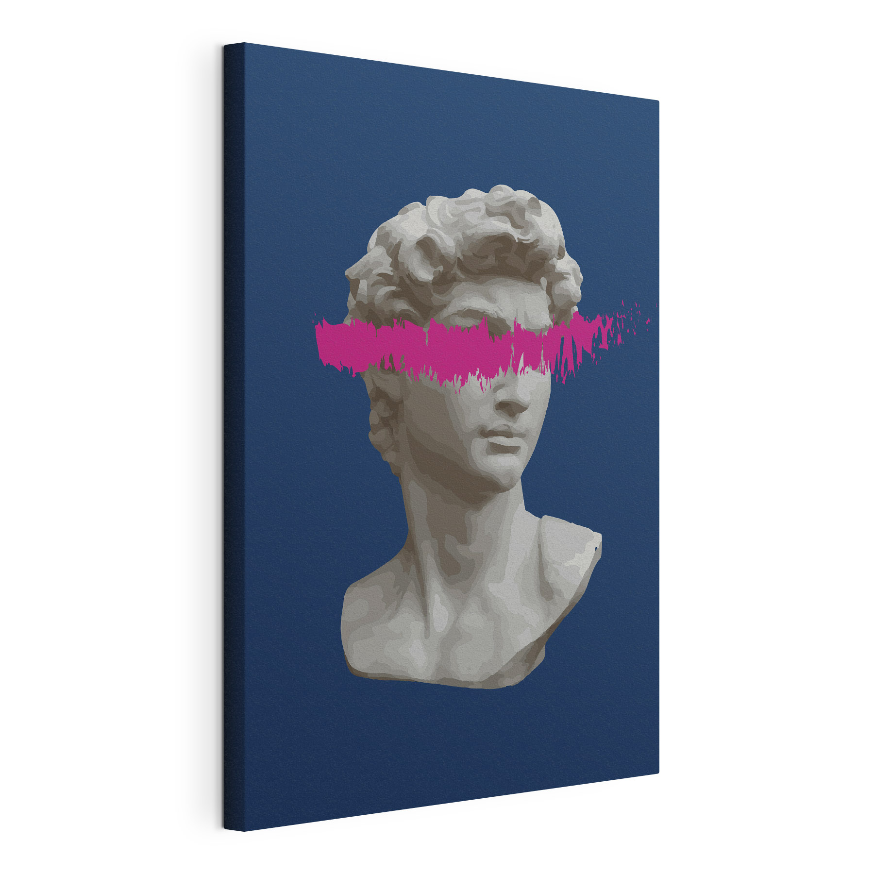 A statue of a man with a pink line A statue of a man with a pink line