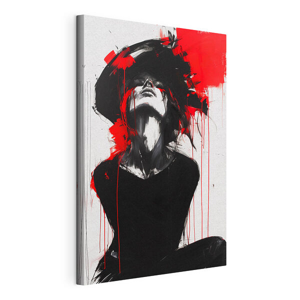 Cuadros Un cuadro en el que aparece una mujer con pintura roja en la cara (SKU: s38562) Cuadros Cuadros Un cuadro en el que aparece una mujer con pintura roja en la cara (SKU: s38562)
