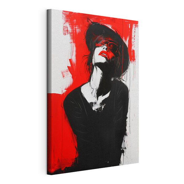 Cuadros Cuadros Una mujer con los labios rojos y un sombrero negro (SKU: s38563)