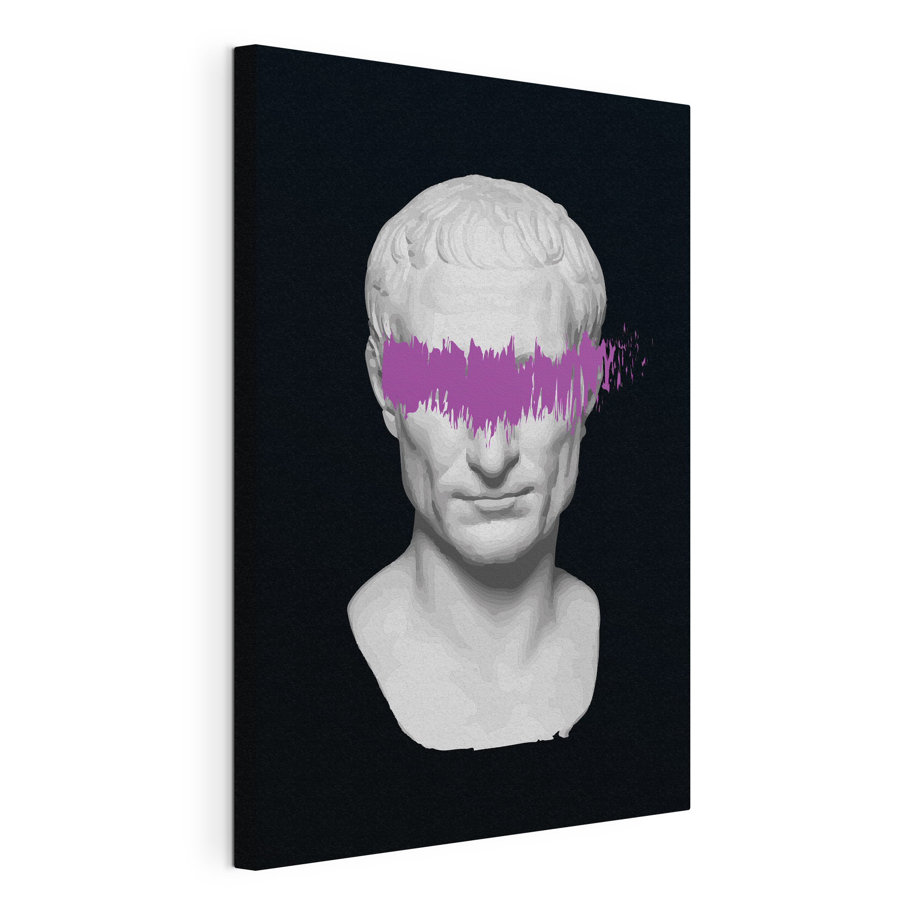 A white statue with purple line over eyes A white statue with purple line over eyes