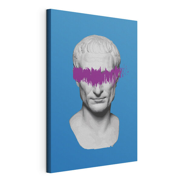 A white statue with purple line over eyes A white statue with purple line over eyes