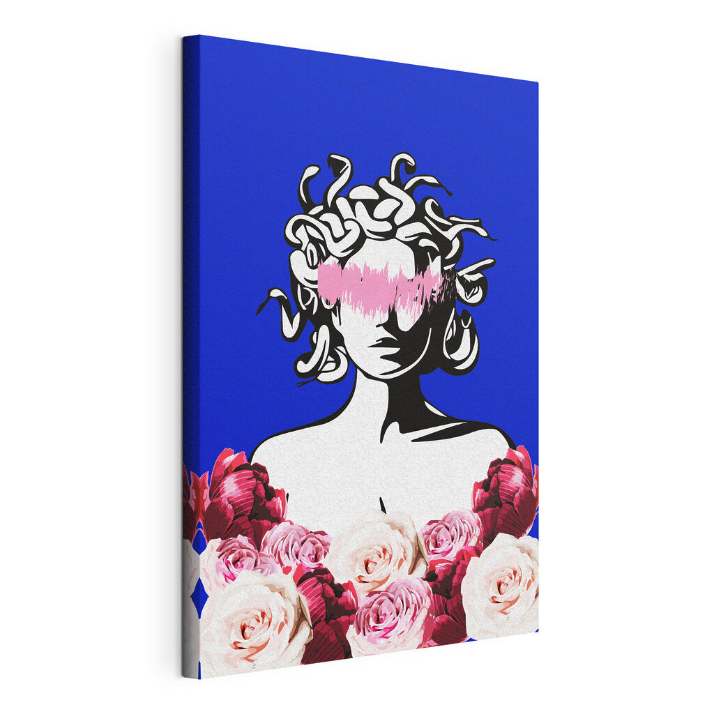 A drawing of a woman with medusa's head and flowers A drawing of a woman with medusa's head and flowers