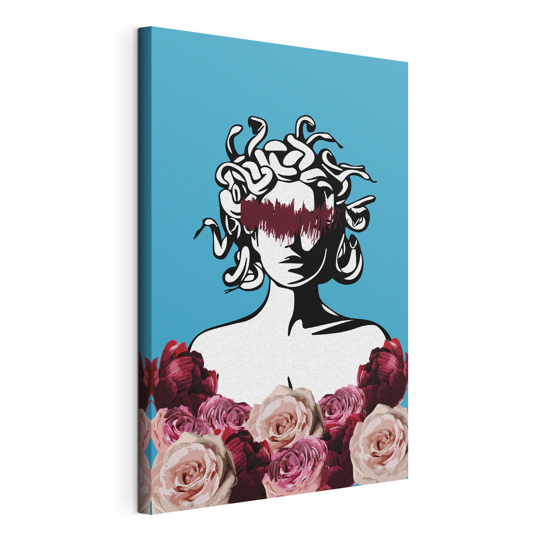 A drawing of a woman with medusa's head and flowers A drawing of a woman with medusa's head and flowers
