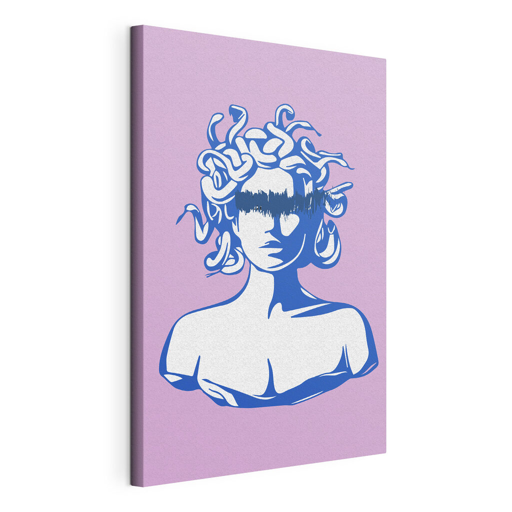 A drawing of a head of a woman with snakes