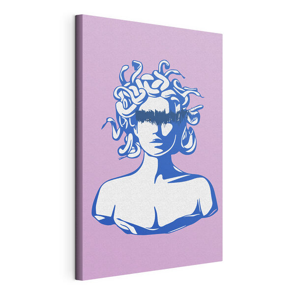 A drawing of a head of a woman with snakes
