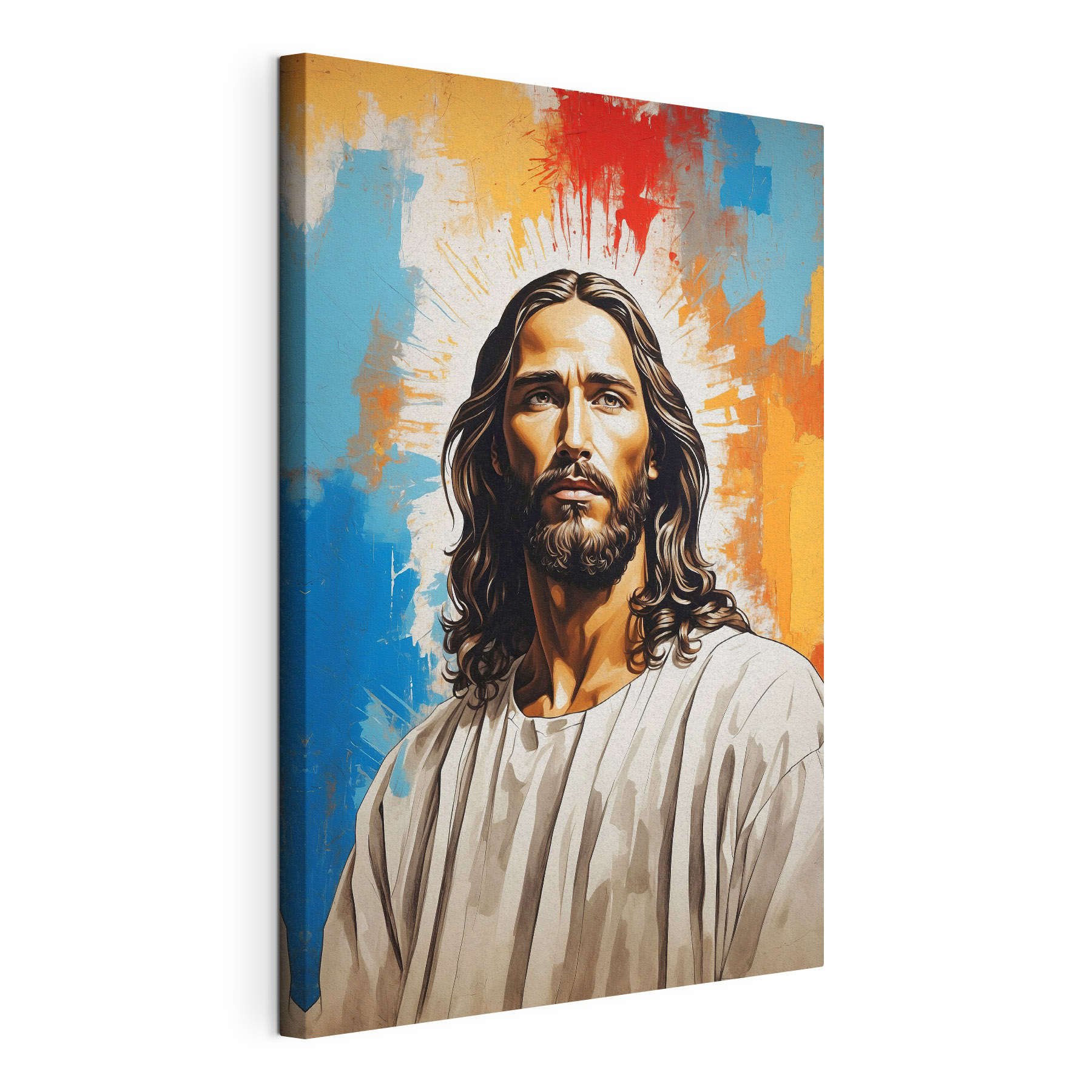 A painting of a man with long hair