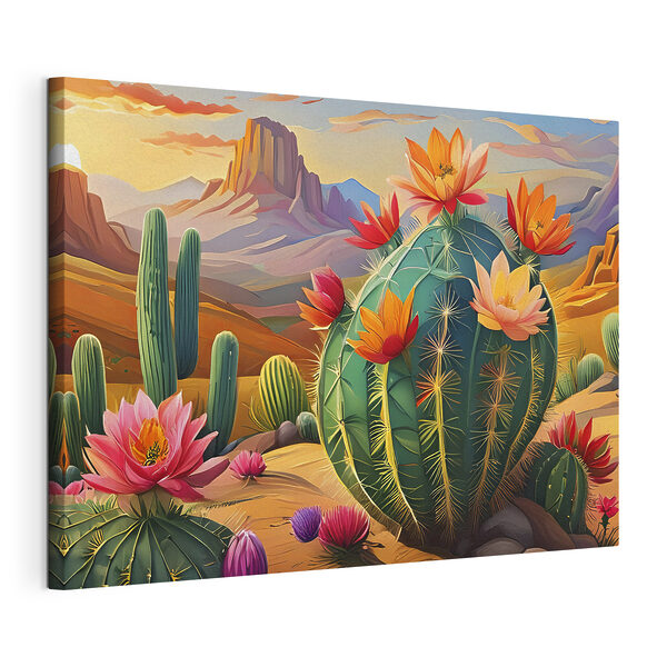 Cuadros Un cactus con flores en el desierto (SKU: s38607) Cuadros Cuadros Un cactus con flores en el desierto (SKU: s38607)
