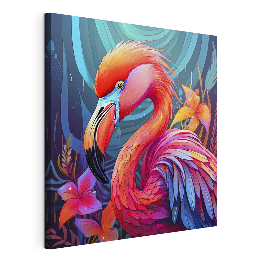 A colorful flamingo with flowers A colorful flamingo with flowers