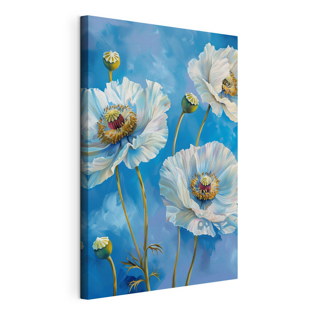 Delicate blooms against a blue backdrop