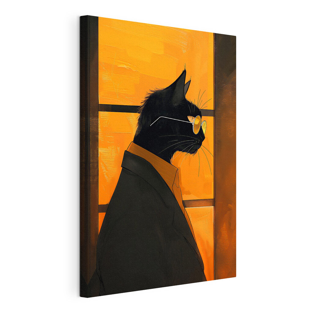 A cat wearing glasses and a suit