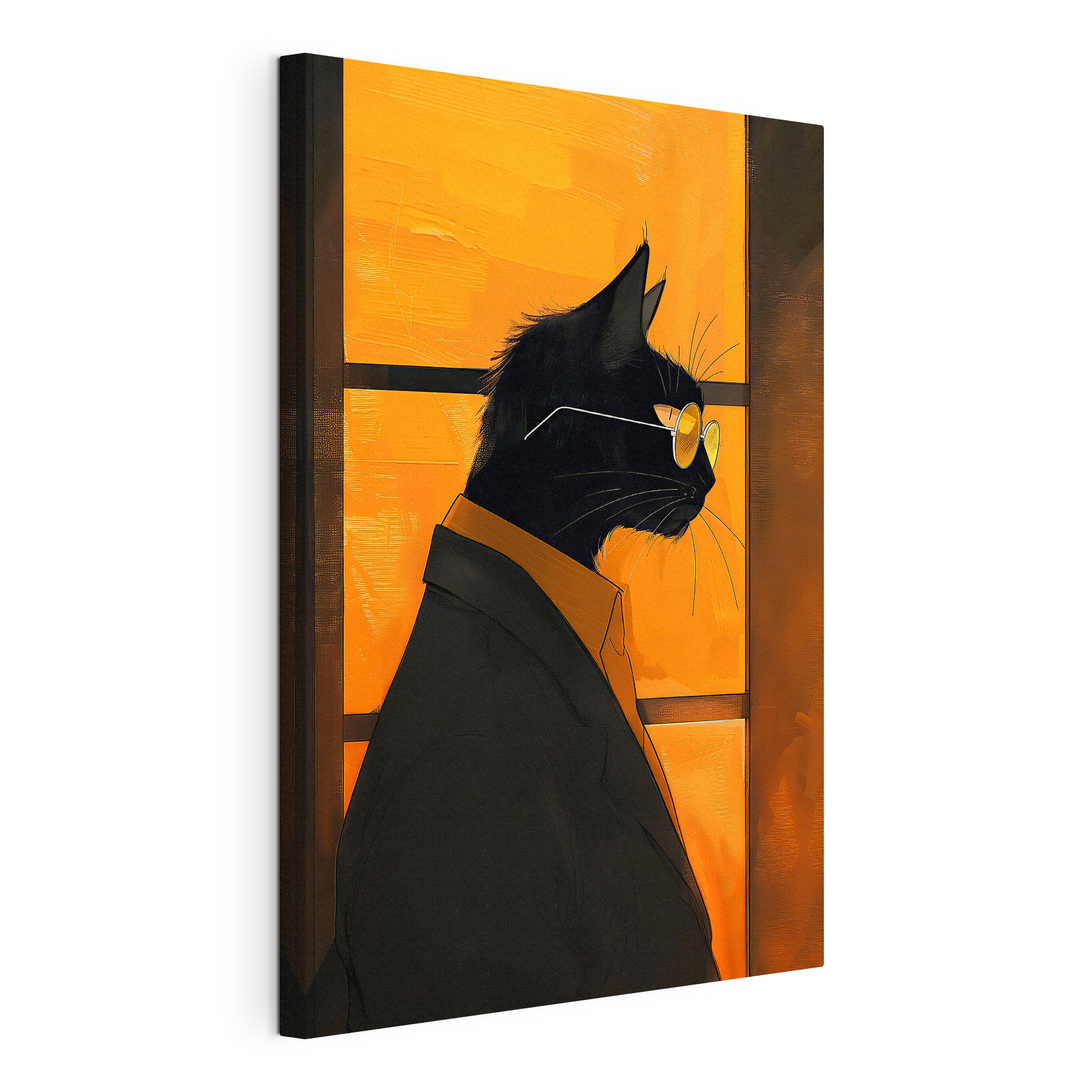 A cat wearing glasses and a suit