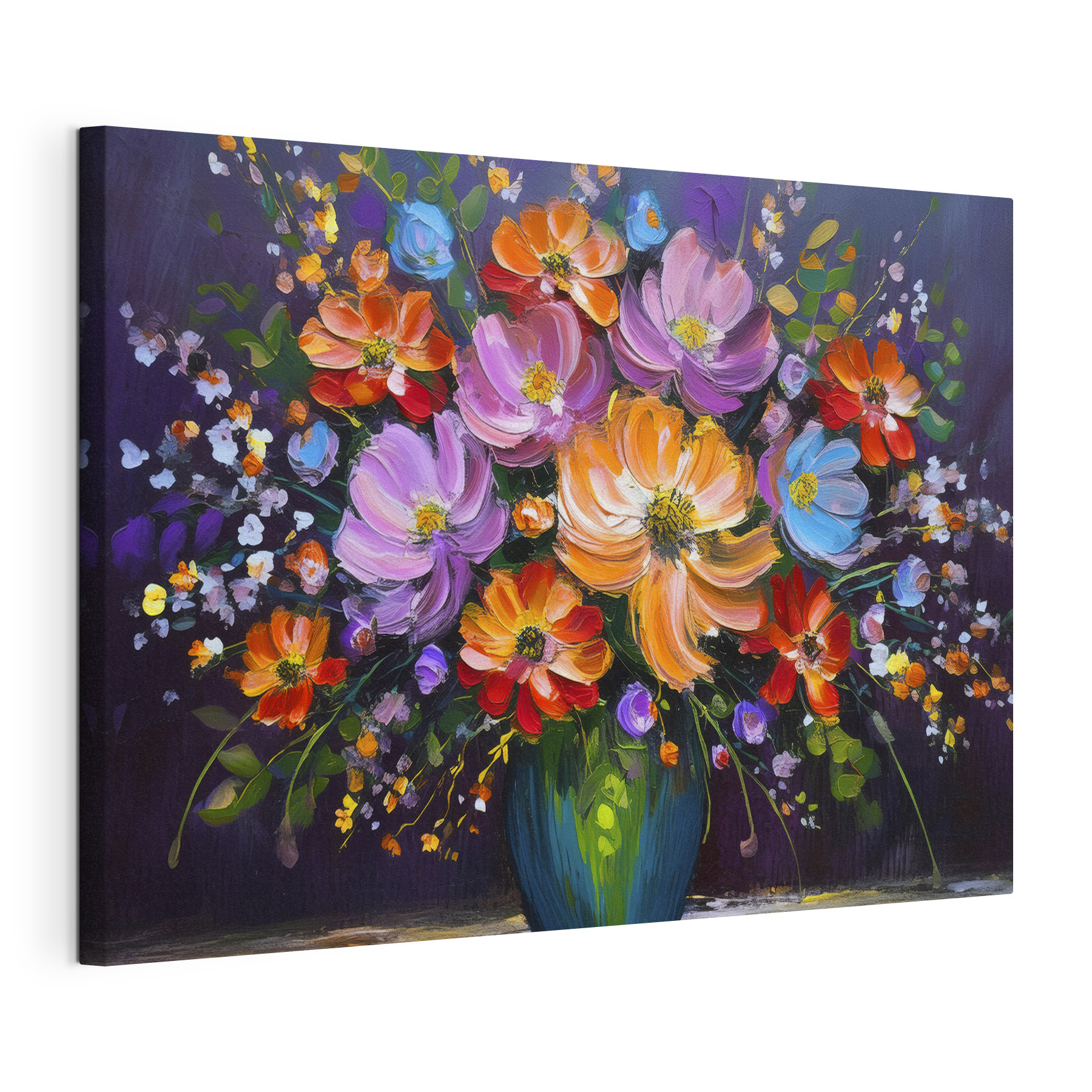 A painting of flowers in a vase A painting of flowers in a vase