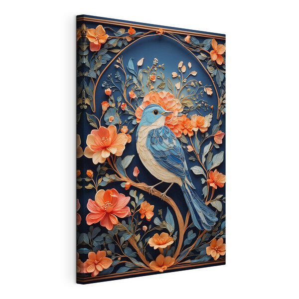 Cuadros Pájaro azul en una rama con flores