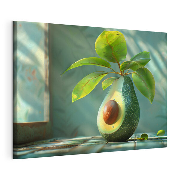 Cuadros Un aguacate cortado por la mitad del que brota una planta (SKU: s38690) Cuadros Cuadros Un aguacate cortado por la mitad del que brota una planta (SKU: s38690)