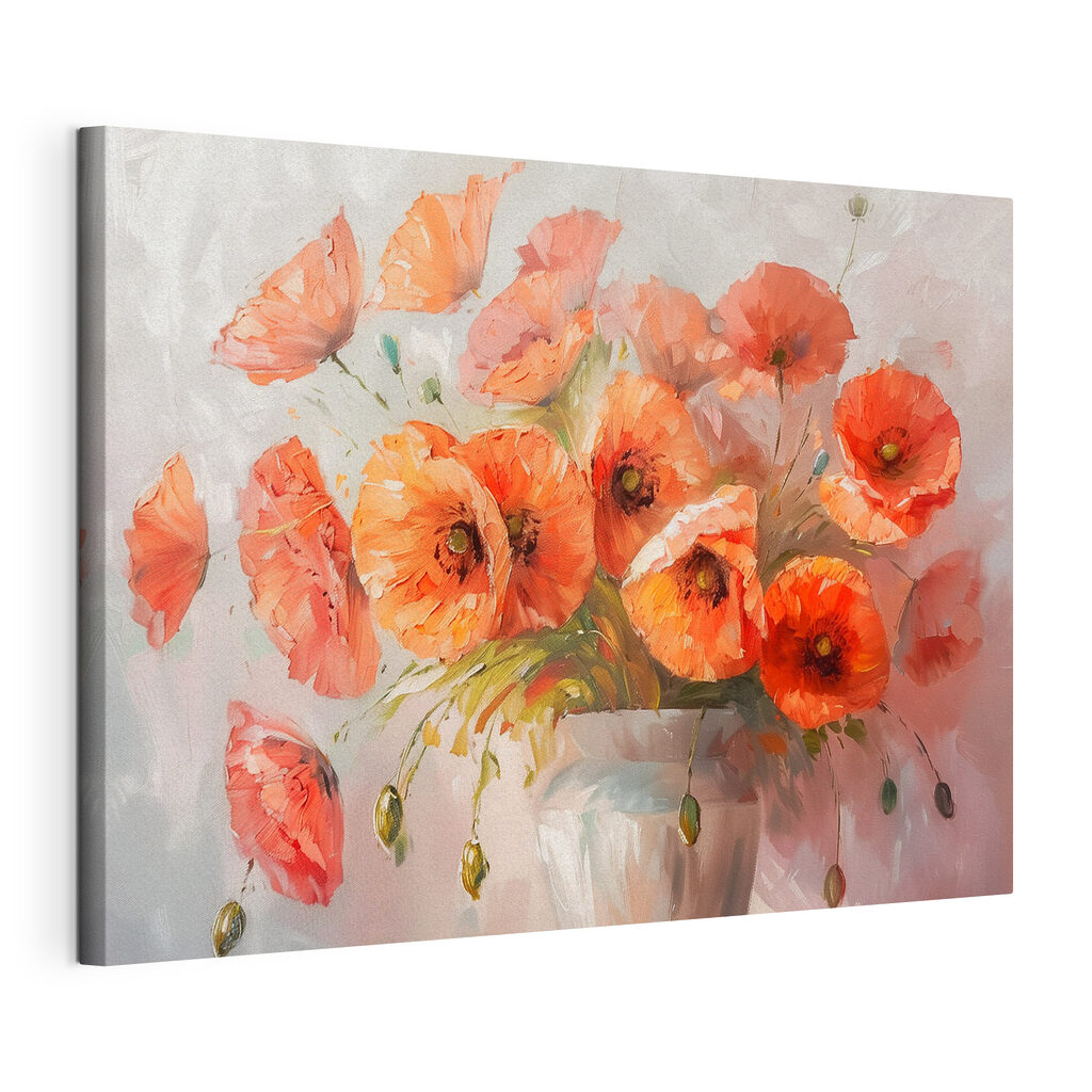 A painting of flowers in a vase